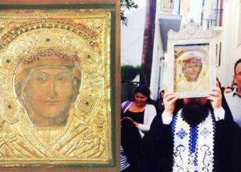 Η ιερά εικόνα της Παναγίας της Εικονίστριας που βρέθηκε περί το 1650 με θαυμαστό τρόπο