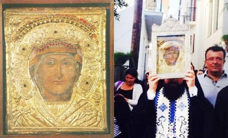 Η ιερά εικόνα της Παναγίας της Εικονίστριας που βρέθηκε περί το 1650 με θαυμαστό τρόπο