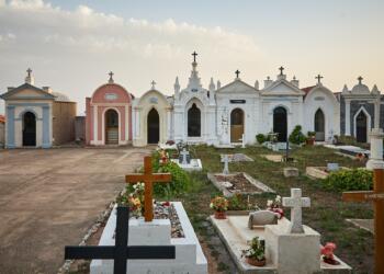 selective focus photography of cemetery