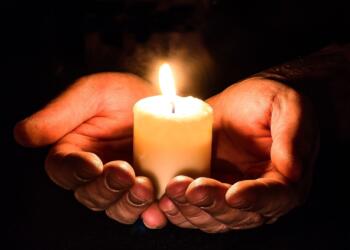 hands, open, candle