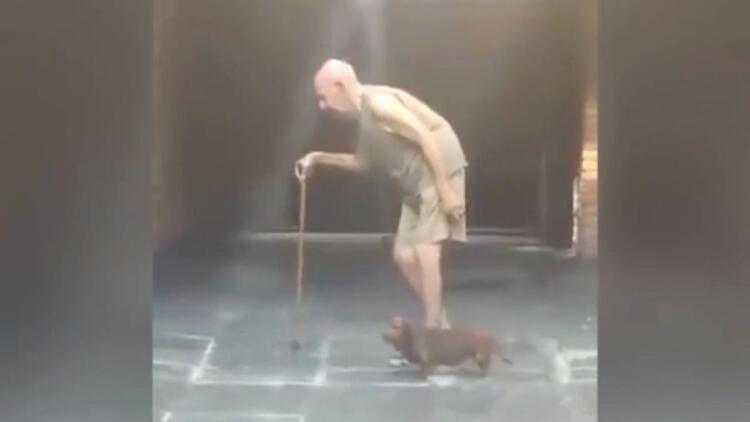 80χρονος παππούς πηγαίνει βόλτα με τον σκύλο του κάθε μέρα…Μόλις προσέξετε τι κάνει θα συγκινηθείτε!