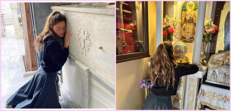 Γονατισμένη η Μαρία Μενούνος προσεύχεται στον Άγιο Νεκτάριο: «Άκουσα έναν τεράστιο κρότο και άρχισα να ουρλιάζω»