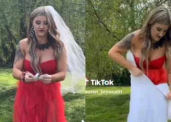 Ντύθηκε νύφη και έβαλε φωτιά στο νυφικό της – Όταν μάθετε τον λόγο θα μείνετε άφωνοι (video)