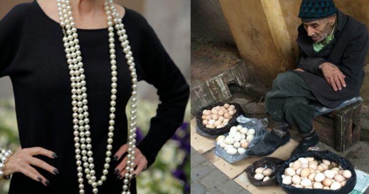 Μία πλούσια κυρία ρώτησε: «Πόσo κάνουν τα αυγά;» Ο γέρος πωλητής απάντησε: «30 λεπτά το ένα αυγό, κυρία»