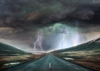 highway, storm, ray