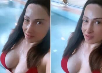 Ιωάννα Παλιοσπύρου: Με κόκκινο μπικίνι στην πισίνα – Δείτε το βίντεο