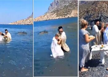 Γαλλίδα αγάπησε τη μαγευτική Τέλενδο όπου αγόρασε σπίτι και βαφτίστηκε και χριστιανή από τον ιερέα του νησιού.(video)