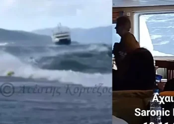 Πανικóς στο δρομολόγιο για Αίγινα – Τα πελώρıα κύματα έσπασαν τζάμια του πλοίου