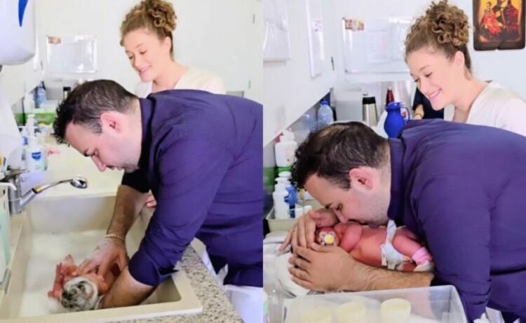 Τέτοιον πατέρα θέλουμε όλες για τα μωρά μας: Ο Μαυρίκιος Μαυρικίου κάνει μπάνιο την Ιωάννα Μελωδία