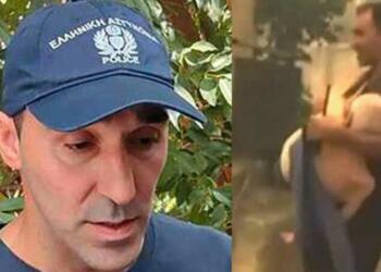 «Με κρατούσε σφιχτά, είχε φοβηθεί» λέει ο αστυνομικός που πήρε αγκαλιά τον ηλικιωμένο για να τον σώσει από τη φωτιά