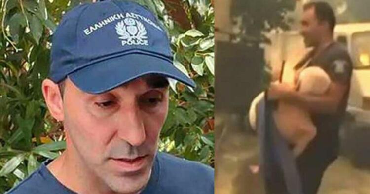 «Με κρατούσε σφιχτά, είχε φοβηθεί» λέει ο αστυνομικός που πήρε αγκαλιά τον ηλικιωμένο για να τον σώσει από τη φωτιά