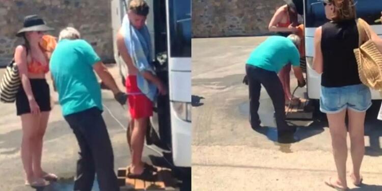 Κρήτη: Οδηγός τουριστικού ξεπλένει με λάστιχο τους επιβάτες για να μην του το… βρωμίσουν!