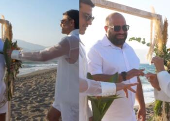 Συγκίνηση στον γάμο του Παντελή Τουτουντζή: Το φιλί με τον σύζυγό του και τα κλάματα την ώρα που έβγαλε το λόγο (video)