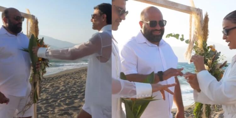 Συγκίνηση στον γάμο του Παντελή Τουτουντζή: Το φιλί με τον σύζυγό του και τα κλάματα την ώρα που έβγαλε το λόγο (video)