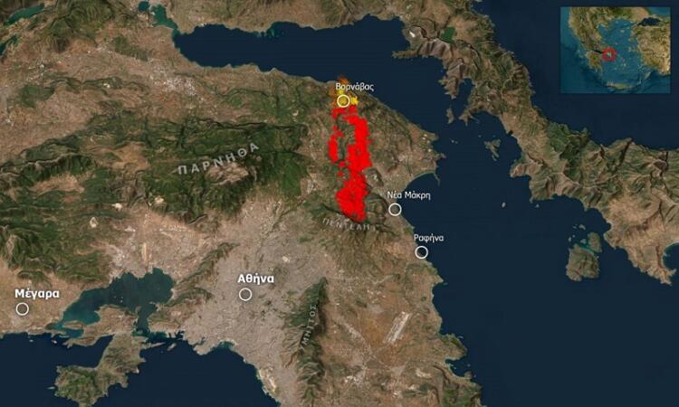 Φωτιά στην Αττική: Η «κόλαση επί Γης» μέσα από δορυφόρο της NASA