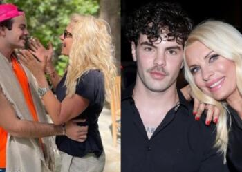 Την έκρυβαν τα μπράτσα του: Τρισδιάστατος ο Άγγελος Λάτσιος, άφαντη η Μενεγάκη πίσω από το γυμνασμένο σώμα του (photos)