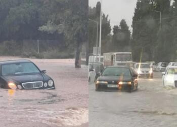 Πλήττεται σφοδρά η Ρόδος από την κακοκαιρία Bora: Δρόμοι που έγιναν ποτάμια και ακινητοποιημένα οχήματα (photos)