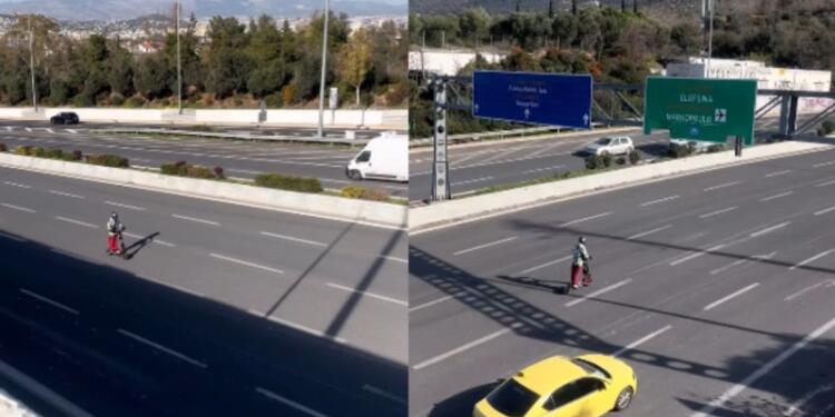 Έχουμε ξεφύγει: Τύπος τελείως στην κοσμάρα του οδηγεί το πατίνι του στην Αττική Οδό! (video)