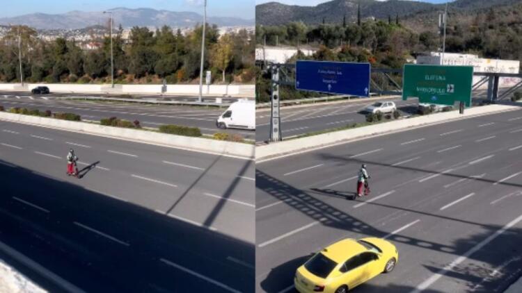 Έχουμε ξεφύγει: Τύπος τελείως στην κοσμάρα του οδηγεί το πατίνι του στην Αττική Οδό! (video)