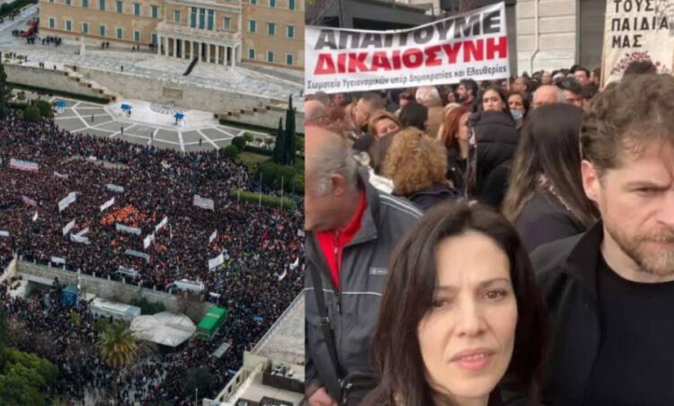 Όλοι ήταν εκεί: Οι άνθρωποι της τέχνης που τίμησαν τη μνήμη των 57 νεκρών στην πορεία για τα Τέμπη