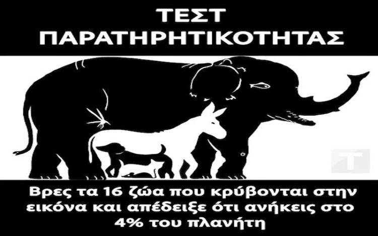Τεστ παρατηρητικότητας: Βρες τα 16 ζώα που κρύβονται στην εικόνα και απέδειξε ότι ανήκεις στο 4% του πλανήτη