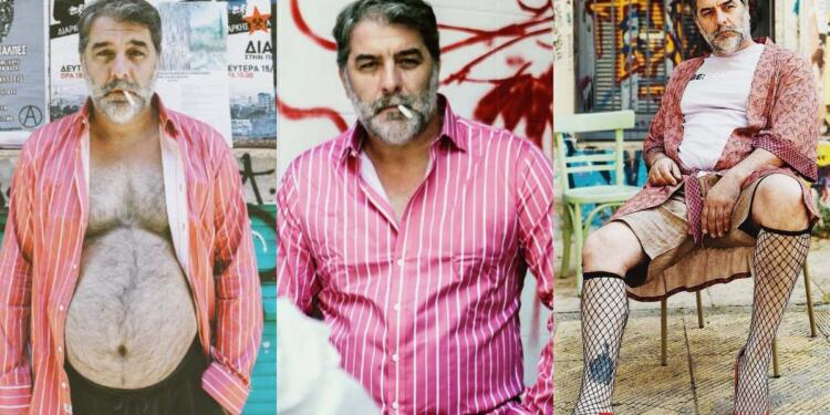 Βασίλης Μπισμπίκης: Ποζάρει με κόκκινες γόβες και δικτυωτές κάλτσες