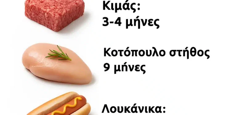 Ποιά είναι η διάρκεια αποθήκευσης του κρέατος στην κατάψυξη;