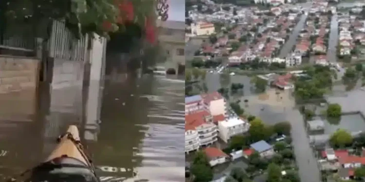 «Βούλιαξε» το Μεσολόγγι από την κακοκαιρία – Kάτοικοι βγήκαν στους πλημμυρισμένους δρόμους με κανό