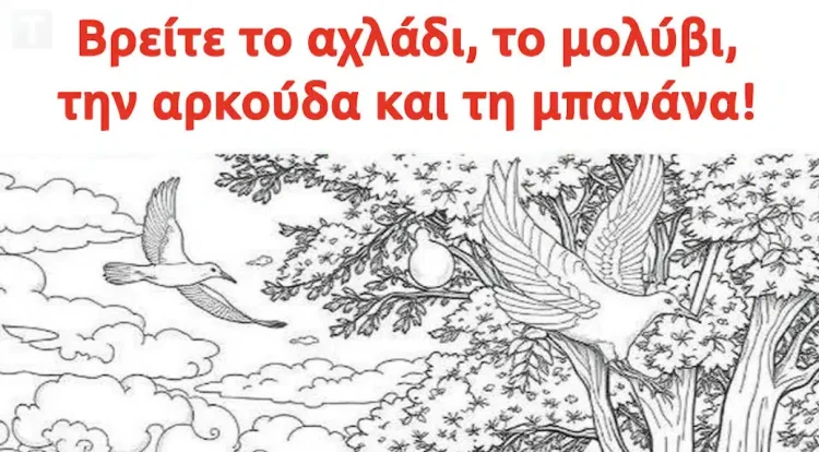 Βρείτε το αχλάδι, το μολύβι, την αρκούδα και τη μπανάνα