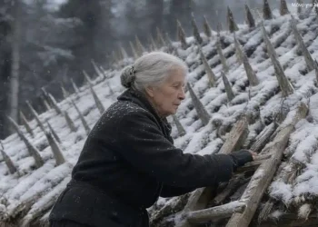 Μια ηλικιωμένη γυναίκα πέρασε όλο το καλοκαίρι και το φθινόπωρο τοποθετώντας μυτερούς ξύλινους πασσάλους πάνω στη στέγη της. Οι γείτονες ήταν βέβαιοι πως είχε χάσει τα λογικά της… μέχρι που τελικά έφτασε ο χειμώνας.