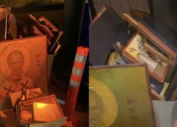 Αδιανόητες εικόνες σε ελληνική πόλη – Δεκάδες εικόνες με Αγίους και εκκλησιαστικά βιβλία βρέθηκαν πεταμένα στα σκουπίδια