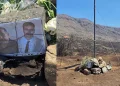Μνημείο με ελληνική σημαία στο σημείο που έχασαν τη ζωή τους οι δυο Έλληνες πυροσβέστες