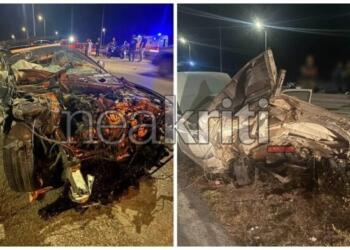Θανατηφόρο τροχαίο: Νεκρός οδηγός, δύο τραυματίες – Σοκαριστικές εικόνες από τη σύγκρουση (video)