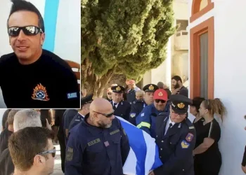Σε κλίμα συγκίνησης το τελευταίο «αντίο» στον πυροσβέστη Πέτρο Διακάκη