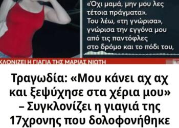 «Mου κάνει αχ αχ και ξεψύχησε στα χέρια μου» – Συγκλονίζει η γιαγιά της 17χρονης που δολοφονήθηκε από συνομήλικό της (video)